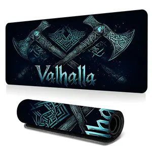 1pc Viking Axe Norse Runes Large Gaming Mouse Pad, Dark Fantasy Aesthetic Extended Desk Mat, Non-Slip Stitched Edge Computer Mat, Rubber Base Keyboard Pad for Home Office & Gamer, Durable Spill-Resistant Ideal Gift
