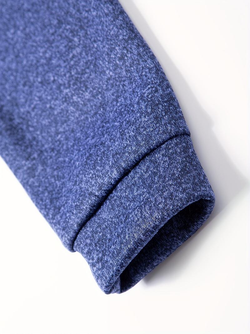 3-Pack Men'S Fleece-Lined Half-Zip Sweatshirts, Casual Solid Color Pullovers with Stand Collar, Long Sleeve, Polyester 100%, Slight Stretch, Knit Fabric, 210g/m², for Fall/Winter, Hiking & Outdoor, Regular Fit