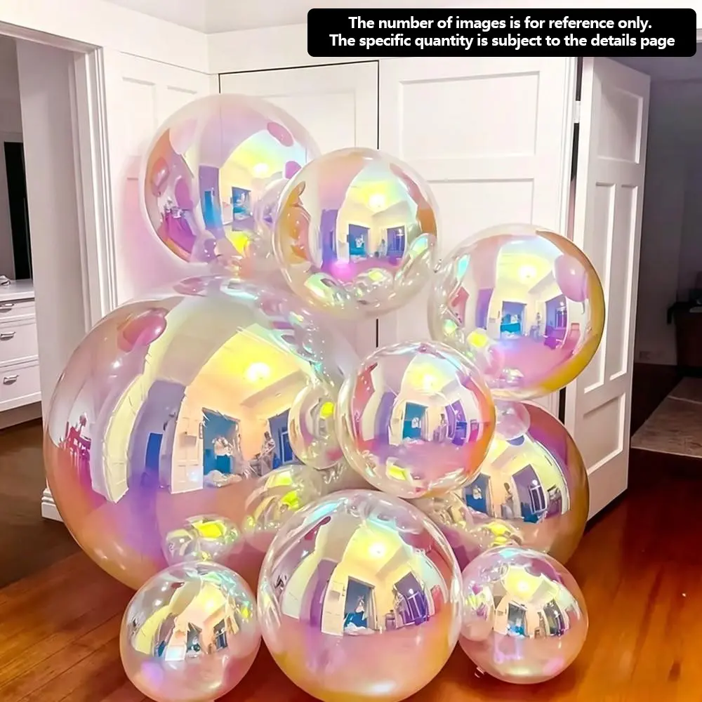 13pcs Rainbow 4D Holographic Balloons, Transparent Aluminum Foil Balloons for Mermaid Party, Birthday, Wedding, Proposal Decorations