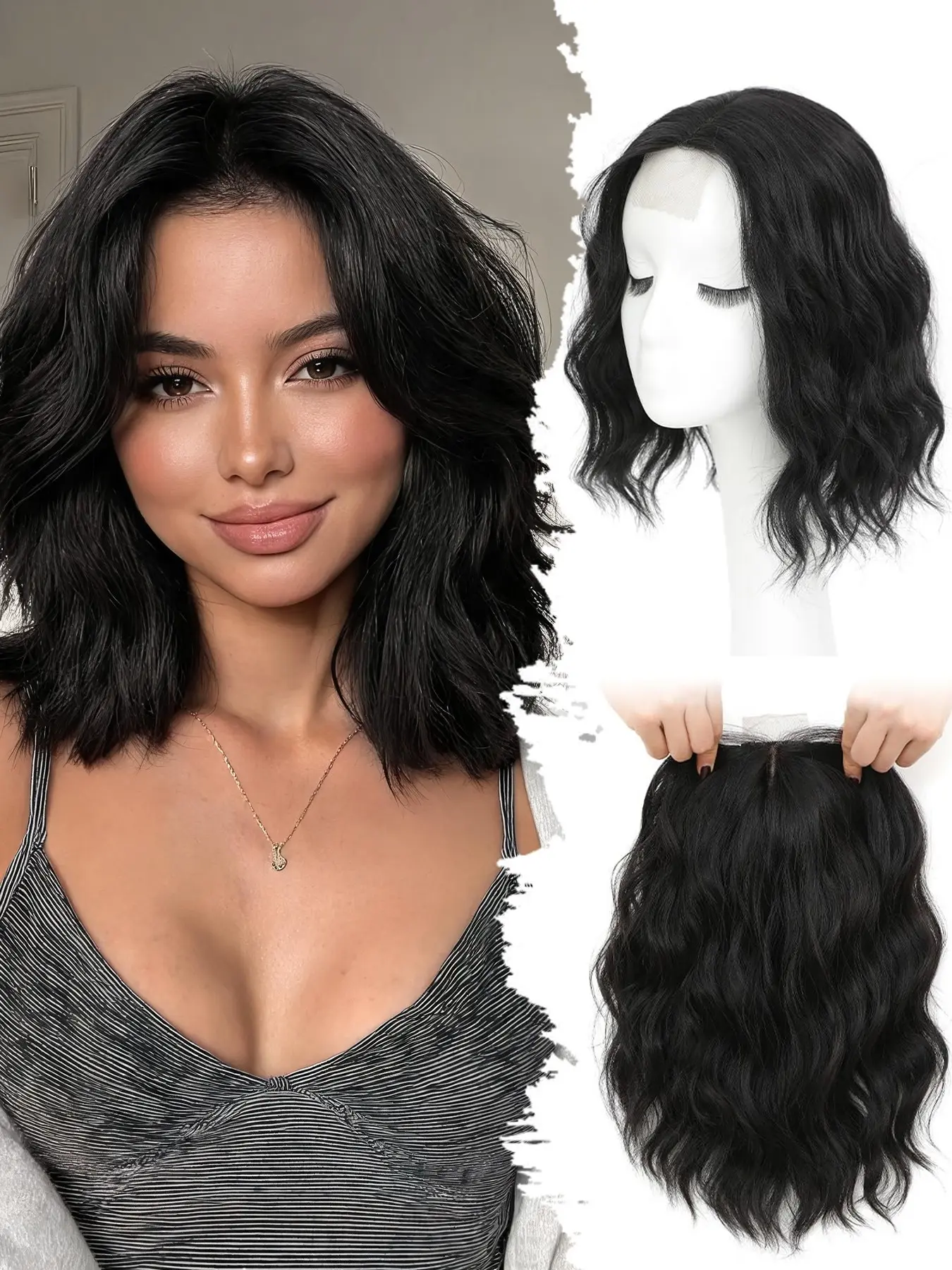 12 Inch Short Wavy Hair Topper for Thinning Hair Women, Natural Wiglet, Realistic Hairpiece, Covers Roots, Adds Volume, Daily Use Synthetic Wig