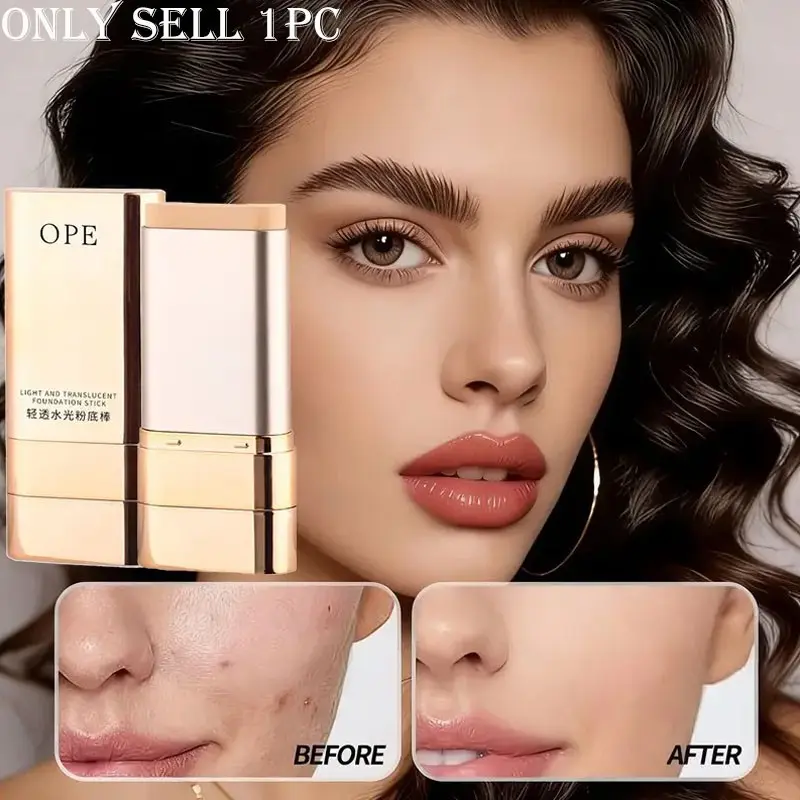 Light European Vibe Dewy Foundation Stick, Easy Application With Integrated Brush, Long Lasting Waterproof, For Commuting & Outdoor Makeup Enthusiasts
