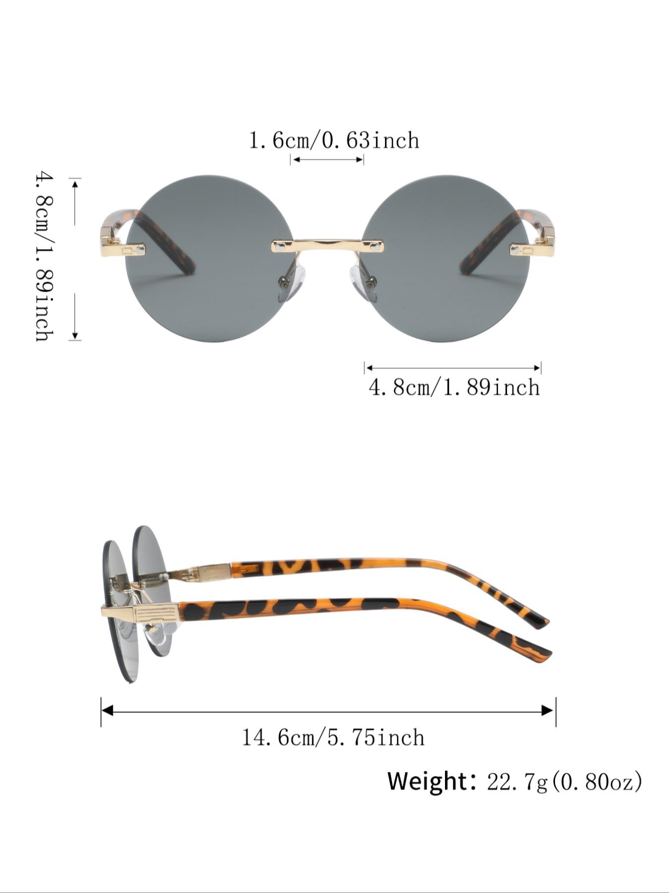 Men's Metal Round Rimless Classic Retro High-Quality Fashion Glasses, Durable PC Lenses for All Seasons, Elegant Decorative Eyewear, Classic Shades