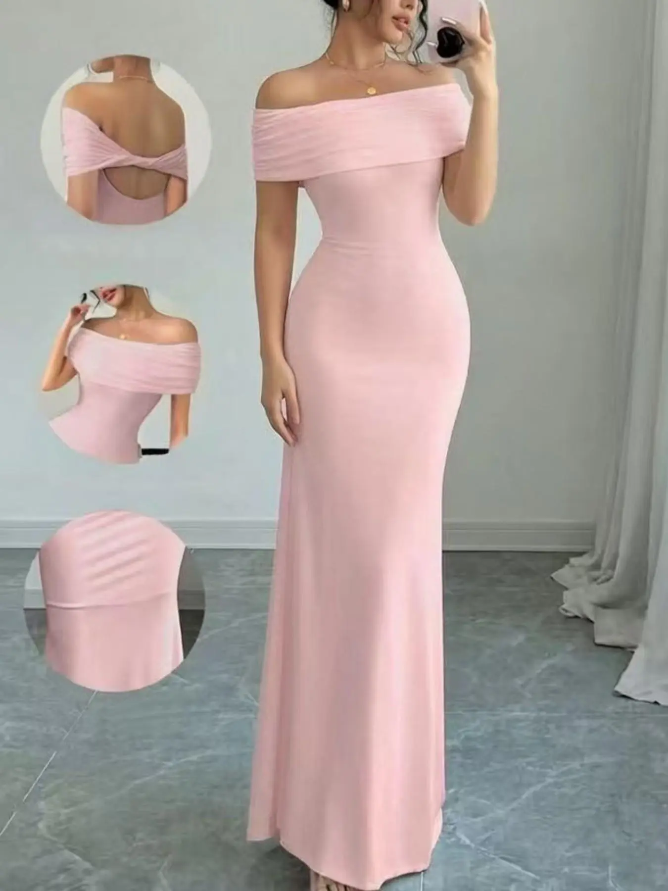 Summer Sleeveless One-Shoulder Evening Dress, Fashion Slim Fit Elegant Lady Sexy Bodycon Dress, Women's Stylish Summer Clothing