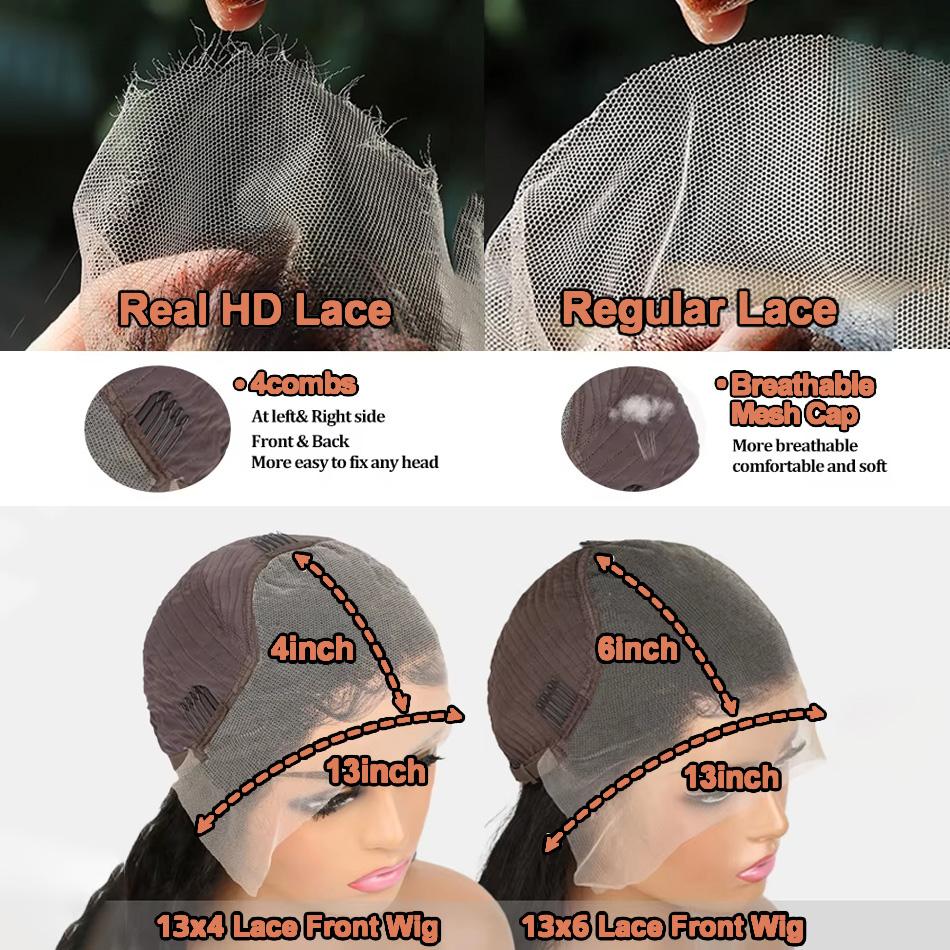 13x6 Bone Straight HD Lace Front Wig Pre Plucked 30 40 50 Inch 13x4 Lace Frontal Brazilian Human Hair Wigs For Women