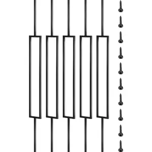【DealsForYouDays】VEVOR Deck Balusters, 10 Pack Metal Deck Spindles, 44x0.5 Staircase Baluster with Screws, Iron Deck Railing for Wood and Composite Deck, Stylish Black Baluster for Outdoor Stair Deck Porch
