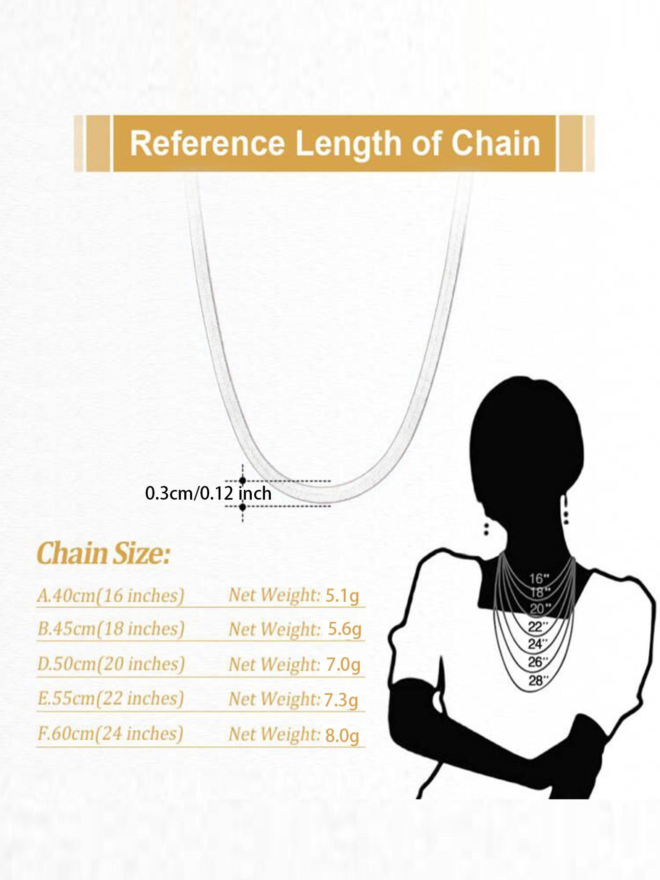 925 Sterling Silver 3mm Flexible Flat Herringbone Chain Necklace, Fashion Jewelry Accessories for Women & Girls, Trendy All-match, Chic, Elegant & Exquisite Jewelry for Birthday Gift