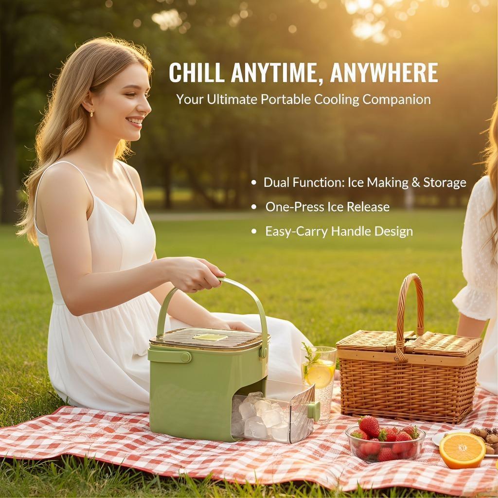 Silicone Double Layer Ice Cube Tray with Lid, Easy Release Ice Cube Mold, Food Grade Ice Maker Container for Camping, Outdoor Picnic & Home Use