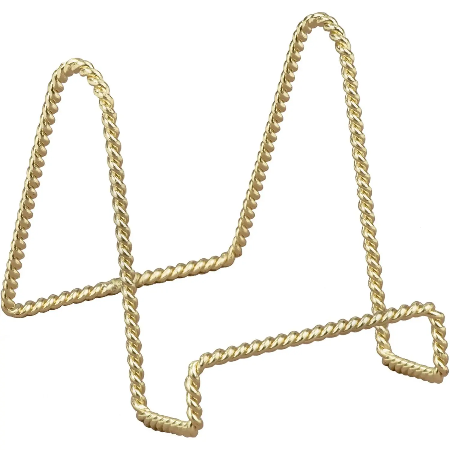 Decorative Twisted Wire Stand, Brass Display (2 Inch Depth) Tabletop Easel Sleek & Modern Look -  for Books, Plates, Photos &