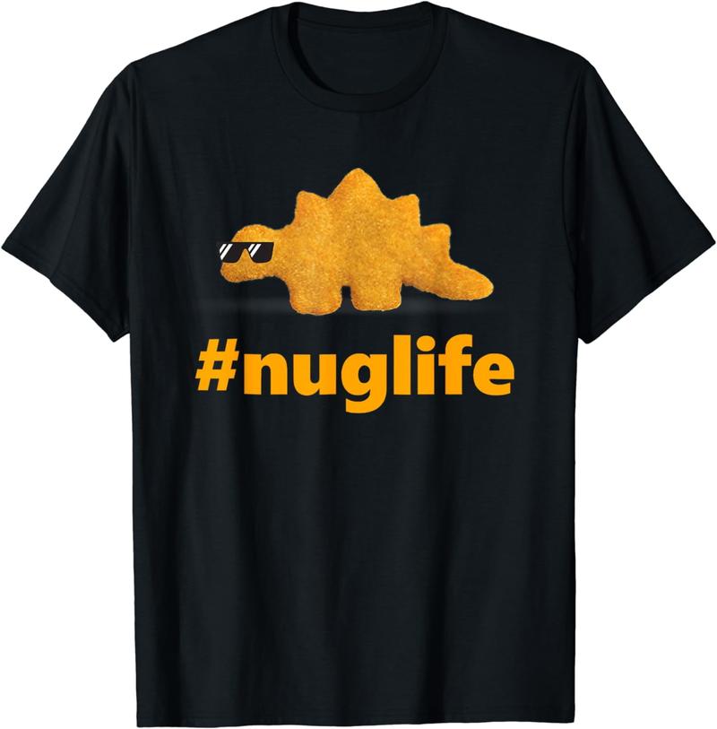 Women's Black Short Sleeves Nug Life Dino Nuggs Dino Chicken Nuggets Dinosaur Nugget Men T-Shirt