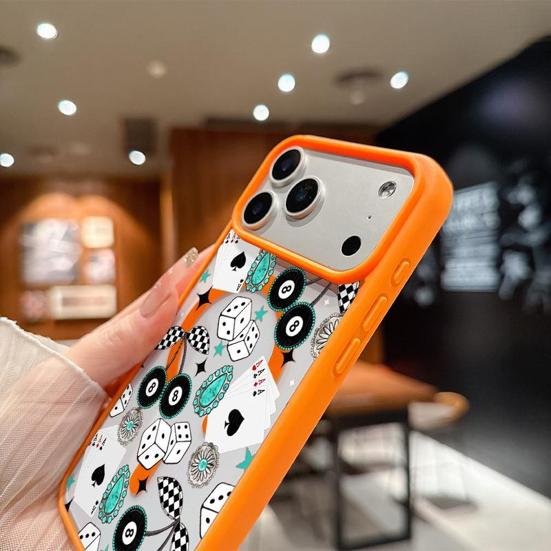 Western Bohemia No. 8 ball Cherry Playing cards Pattern Magnetic MagSafe Phone Case for iPhone 17 Air/16 Pro Max 15 Pro 14 13 12 11 Plus Shockproof Slim Protective Cover Casing