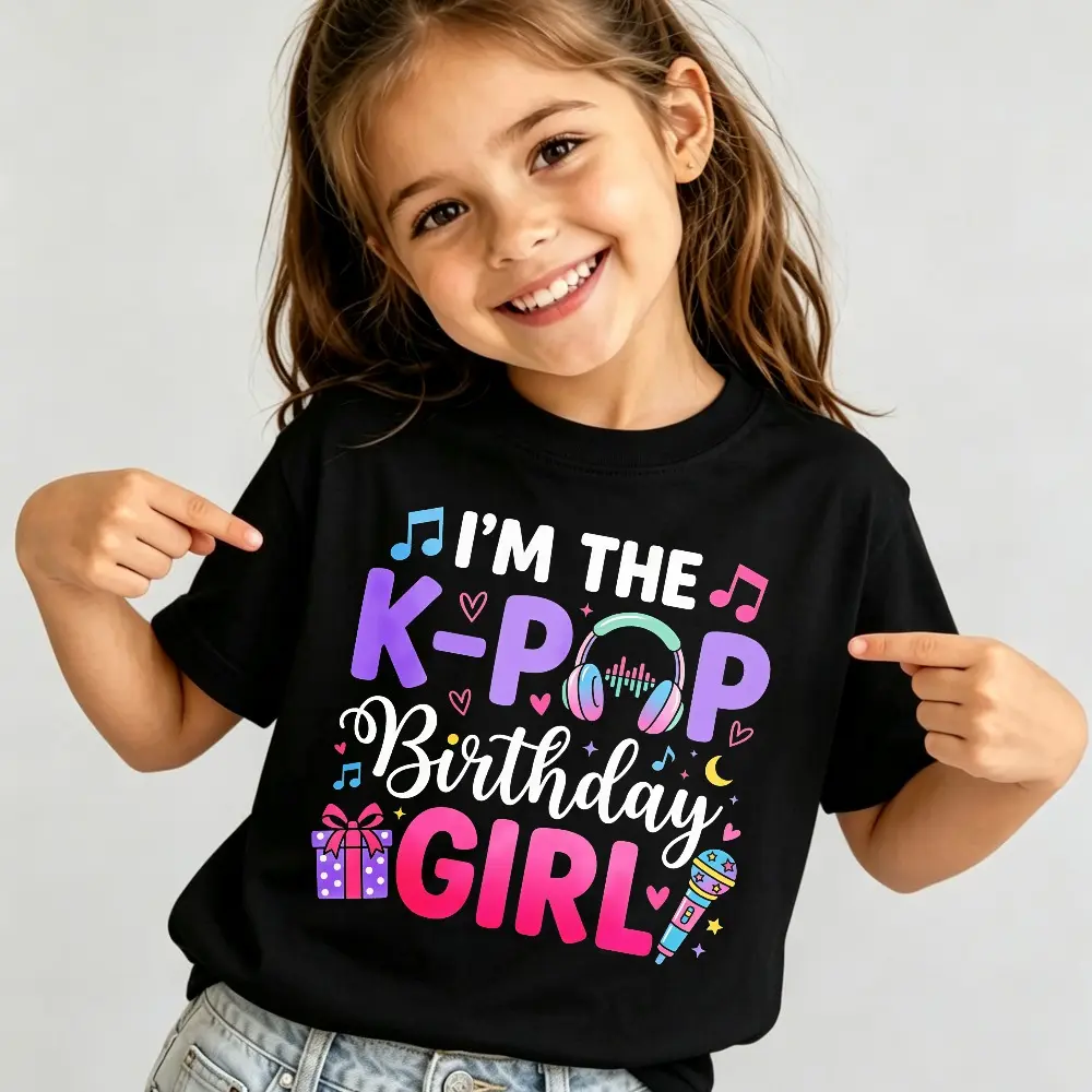 I'm The K-Pop Birthday Girls T-Shirt, Kpop Birthday Gift, Korean Music Fan Birthday Tee, Kpop Party Outfit Girls