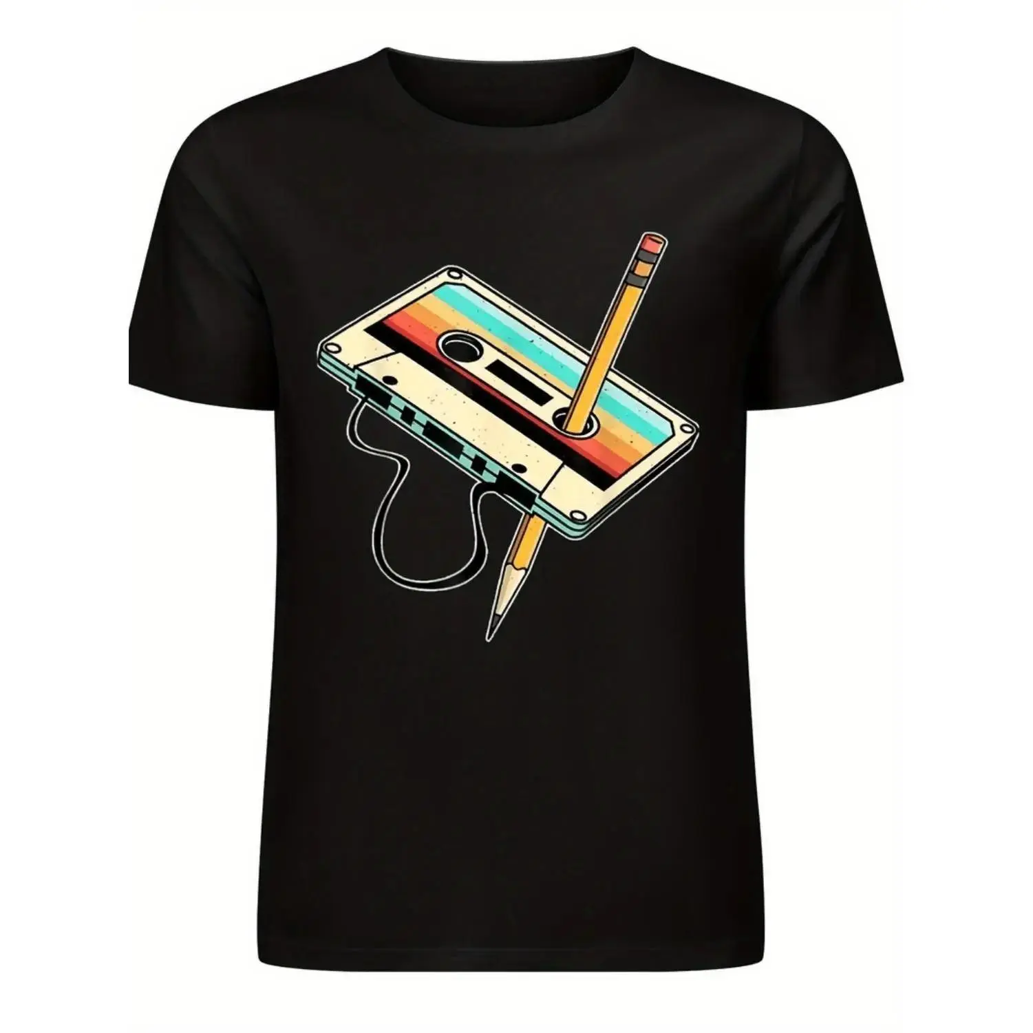 Vintage 80s Cassette Tape Pencil Design Retro Music Lover T-Shirt For Men Golf Gift T-Shirt For Men and Women