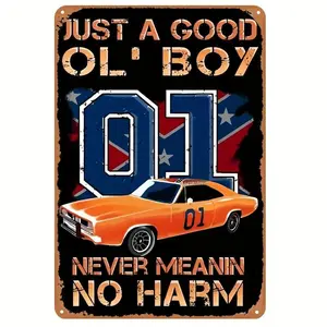 Vintage Dukes of Hazzard Iron Hanging Plaque - 12x8 in Wall Metal Sign, Retro Rustic Home Decor for Home, Kitchen, Signs