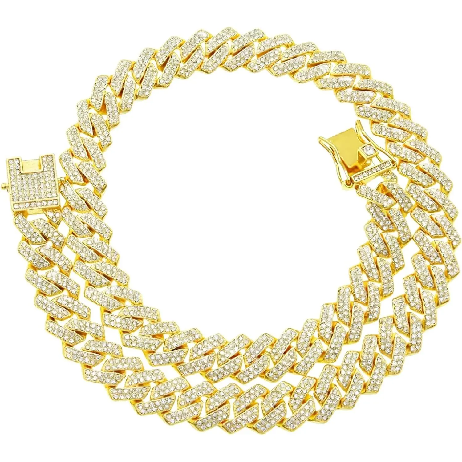 Mens Cuban Link Chain Iced Out Miami Cuban Necklace //Rose  Bling  Chains  Hop   for Men Women 16-24inches