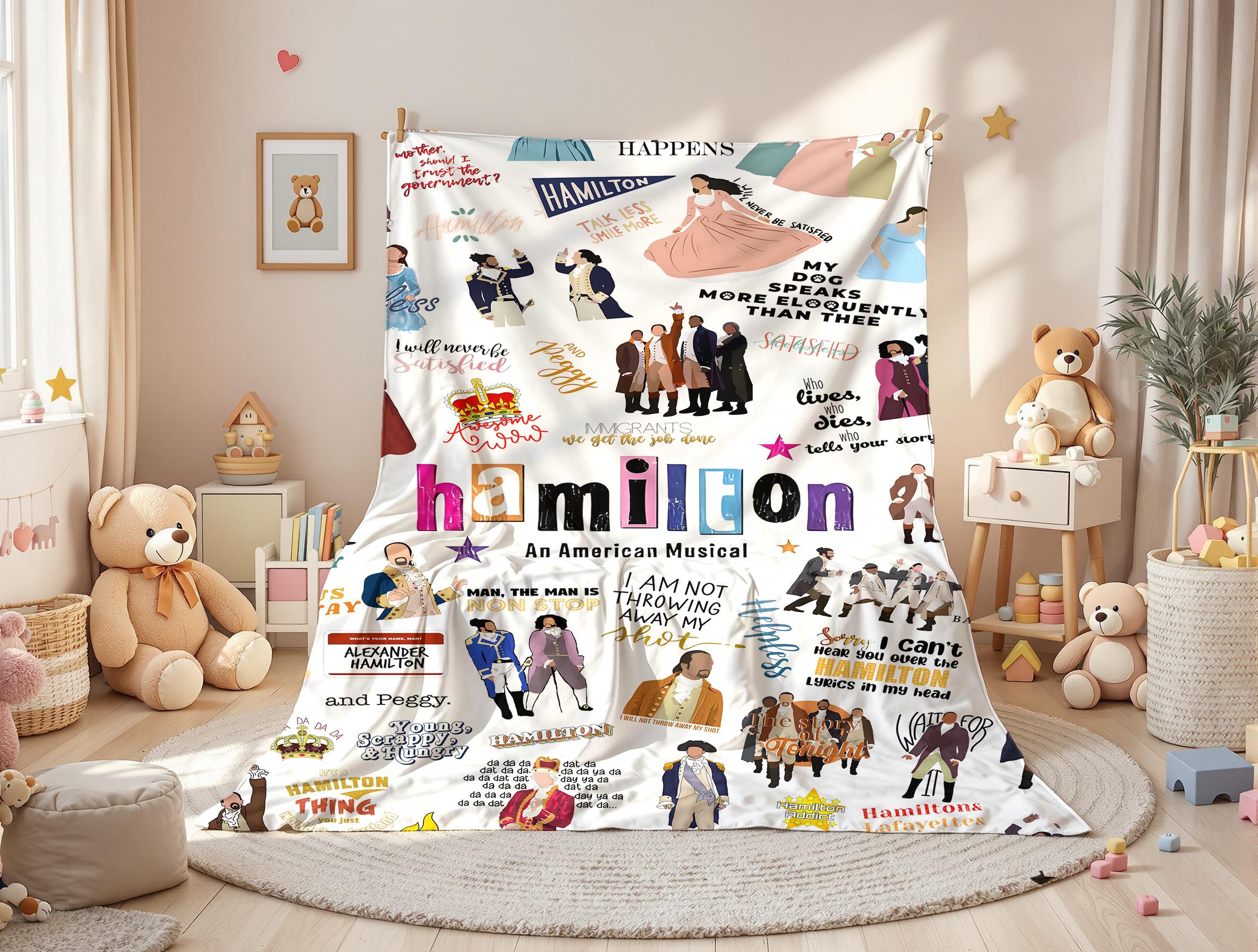 Hamilton Musical flannel blanket, an ideal birthday or Christmas gift, suitable for bedrooms, sofas, and offices.