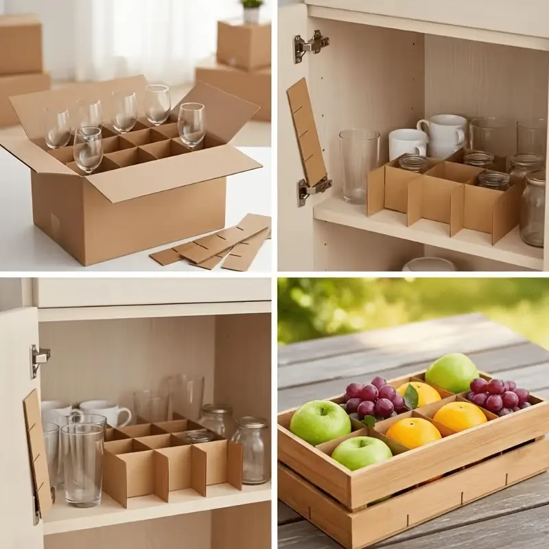 6/12pcs Cardboard Moving Box Divider, 16-Compartment Organizer for Glasses and Dishes, Protective Packaging Kit for Fragile Items, Compartment Dividers
