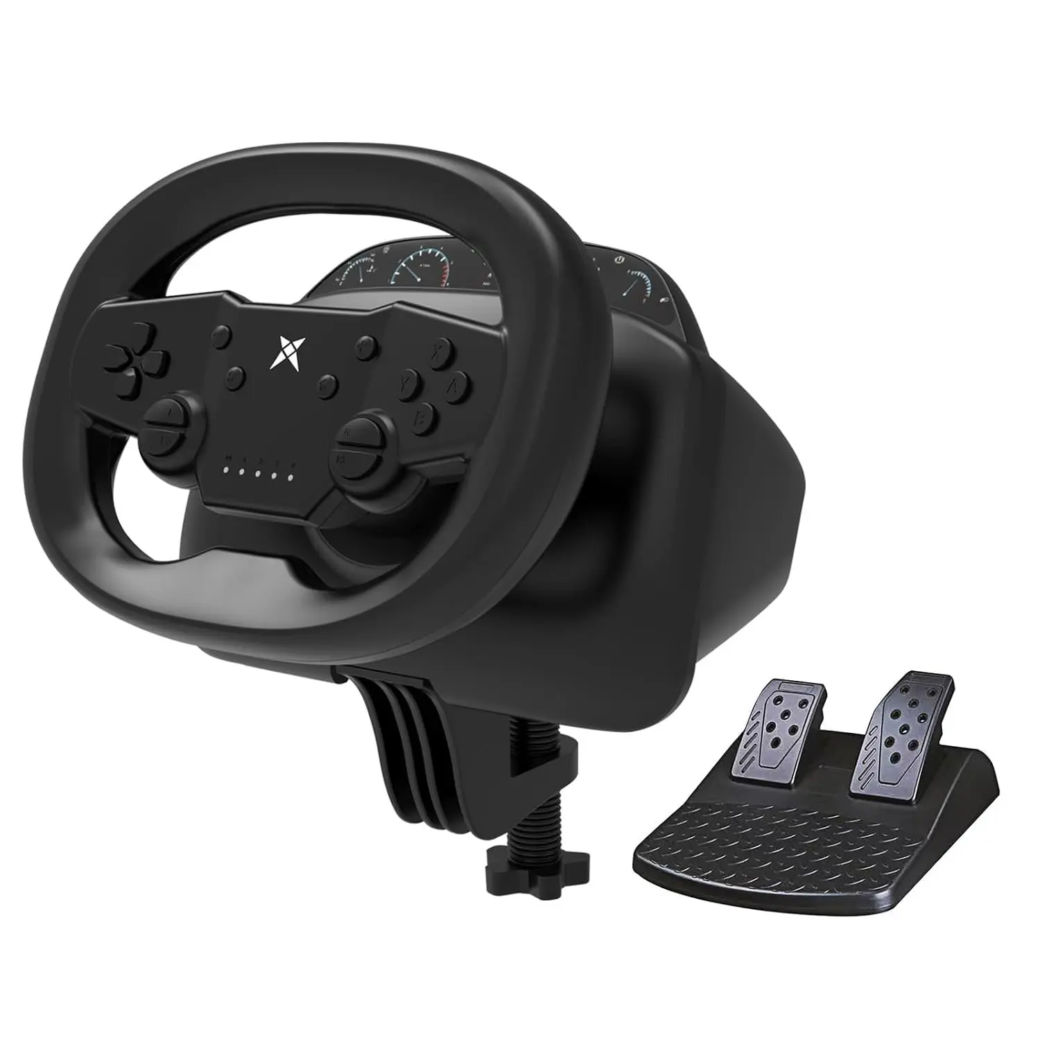 Wireless Game Steering Wheel with Pedals, Bluetooth-compatible 270° Rotation, Multi-Platform Compatible, Ps4/ps3/switch/PC/iOS/android, Home Entertainment