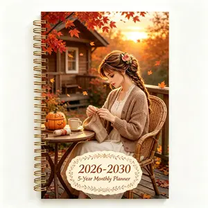 2026-2030 Monthly Planner/Calendar - January 2026 to December 2030, 5-Year Monthly Planner, Healing-Themed Cover Design Notebook, Annual Calendar Planning, Monthly Tabs, 60-Month Calendar, 5.5 x 8.3 Inches, Thickened Paper, Elastic Cover, Durable Double-W