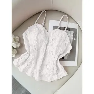 Rose Embroidery 3D Flower Plus Size Camisole - Women's Sweet Romantic Versatile Spring/Summer New