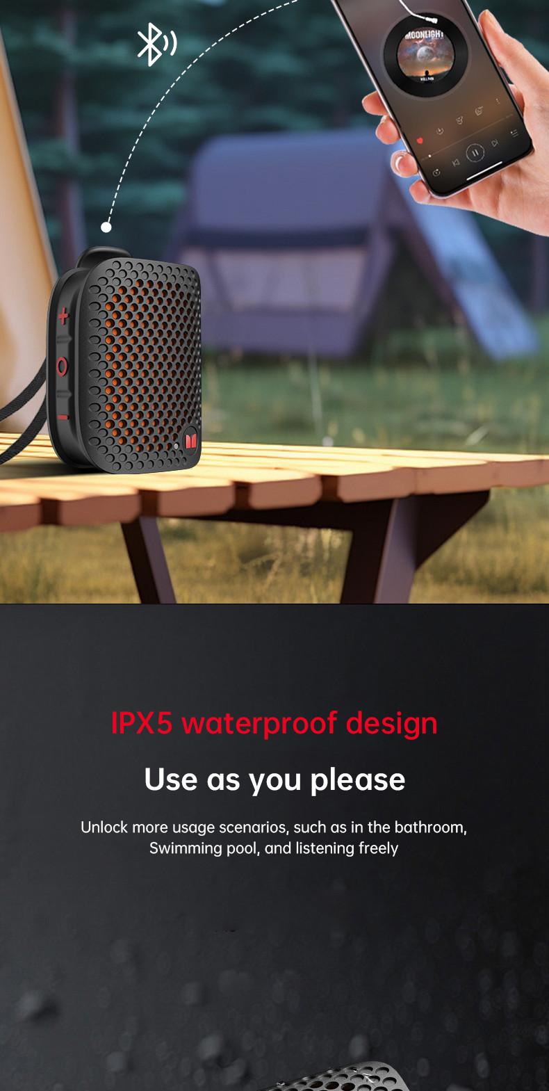 Monster M3 Bluetooth Speaker Wearable Portable Magnetic Clip-on Bluetooth Sound Box TWS Stereo Matching Wireless Portable Speakers