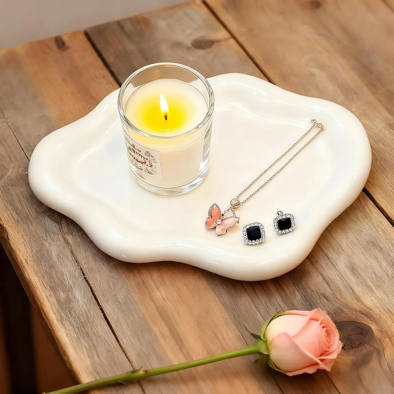 Ceramic White  Tray, Trinket Dish, Ring Dish, Room Funky Decor Aesthetic, Decorative Cloud  Key Tray for Women, Ring Holder Dish, Cute  Plate Bowl Room Decor Aesthetic