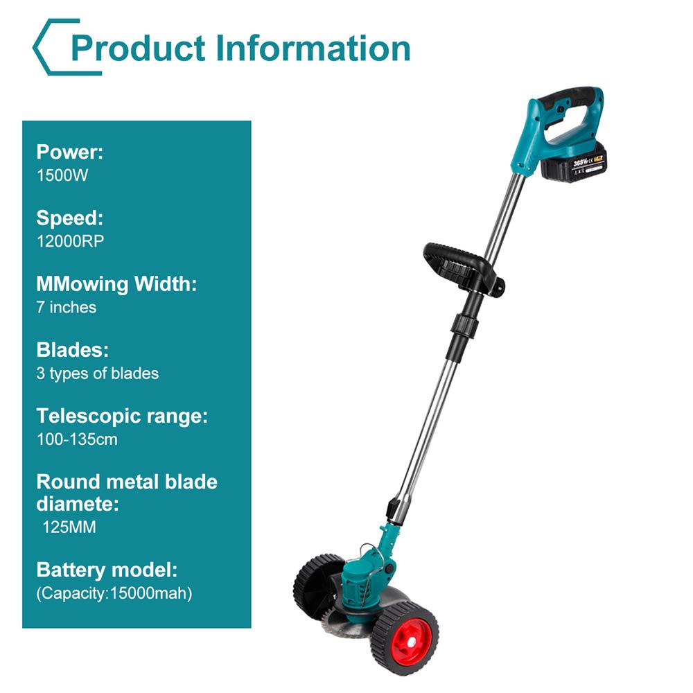 21V Telescopic Electric Lawn Mower, Household Weeding Machine, Lithium Battery Rechargeable Grass Trimmer, High-Power Lawn Mower