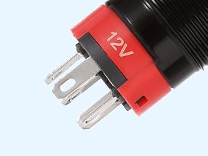 16MM Latching 12V Push Button Switch On Off,Waterproof with LED Light Power Button Switch for car，0.63" Mounting Hole with Wire Socket Plug Self-Locking(Ring Red LED/Black Shell