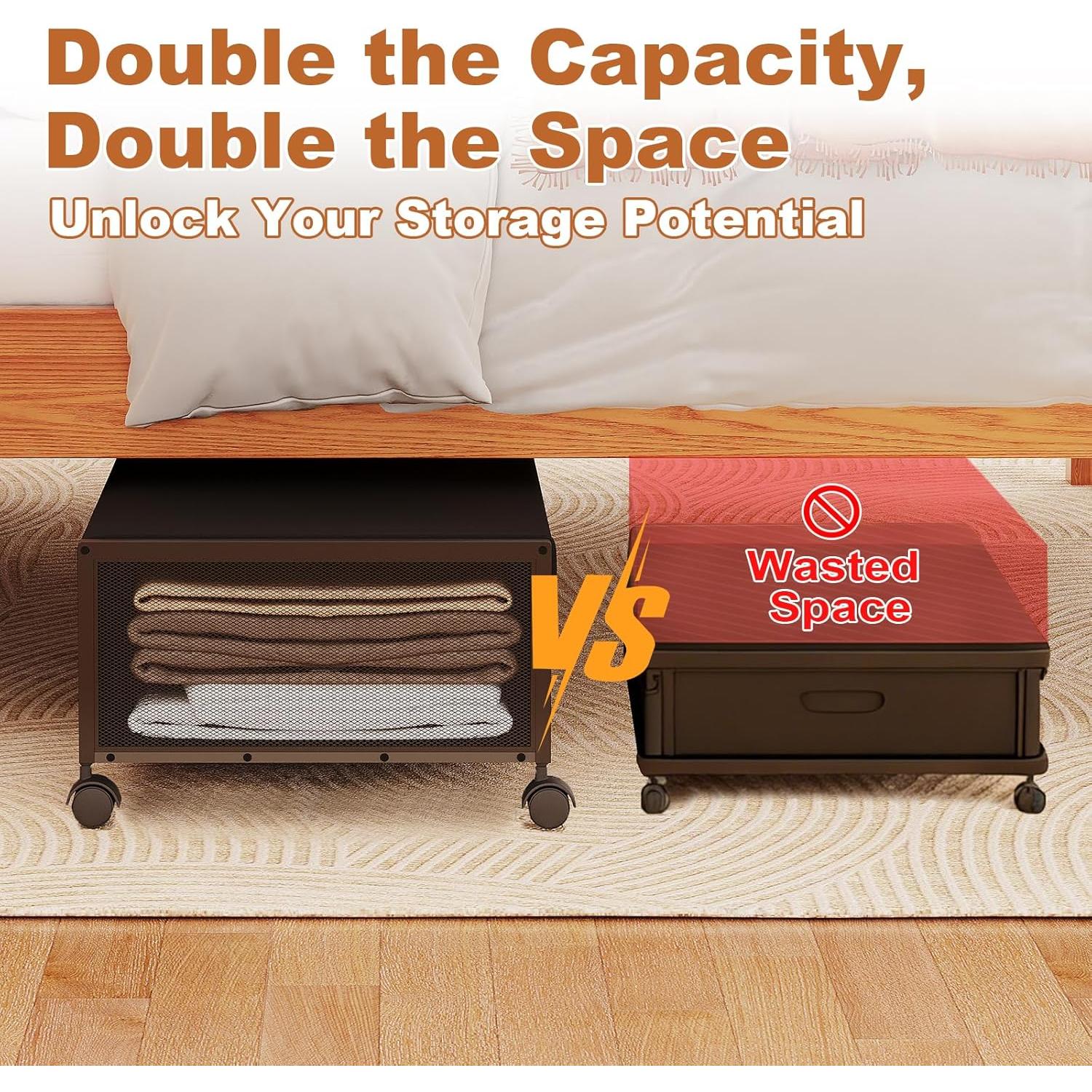 2 Pack Under the Bed Storage Containers,10 inch Height Under Bed Shoe Storage,31inch Long Underbed Storage with Wheels,Large Rolling under bed Clothes Storage Drawers with Lid for Dorm Tall ,Black 2 Pack Under the Bed Storage Containers,10 inch Height Under Bed Shoe Storage,31inch Long Underbed Storage with Wheels,Large Rolling under bed Clothes Storage Drawers with Lid for Dorm Tall ,Black