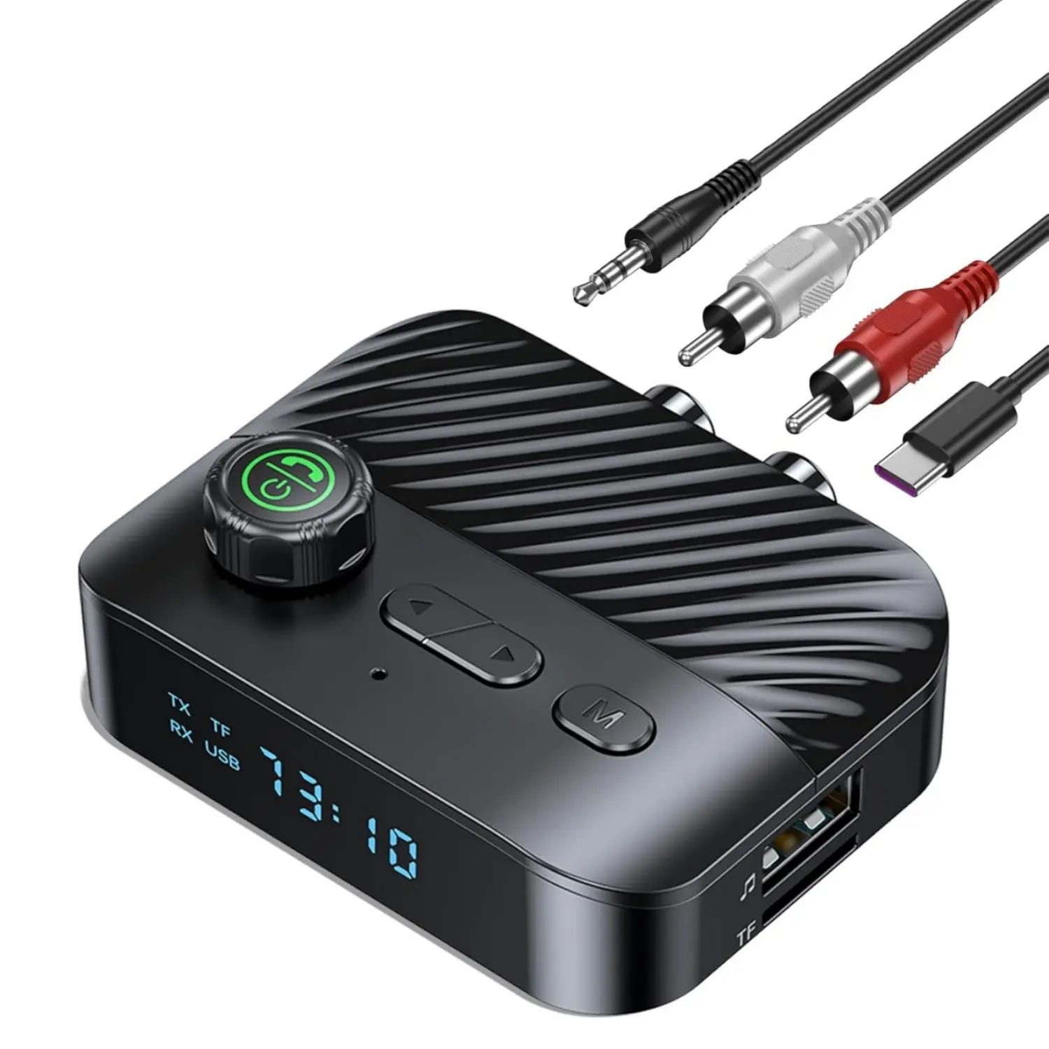 Bluetooth-compatible Receiver Transmitter, Home Stereo Audio Adapter, HD Music Streaming, Speaker Adapter, Modern Audio Tech, Smartphone, Supports USB/TF Card