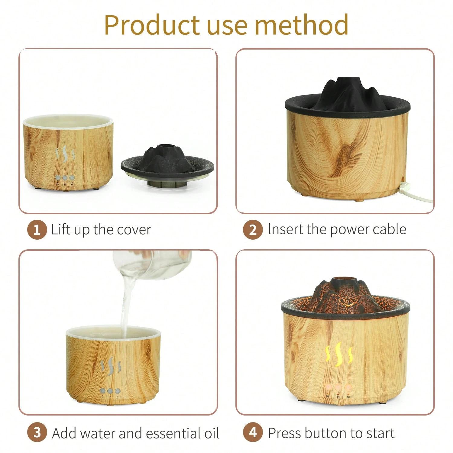 Flame Ring Humidifier Diffuser, Household Diffuser Humidifier, Cold Mist Aromatic Silent Evaporator, Volcanic Lava Humidifier, Suitable For Offices, Gyms, Bedrooms And Living Rooms