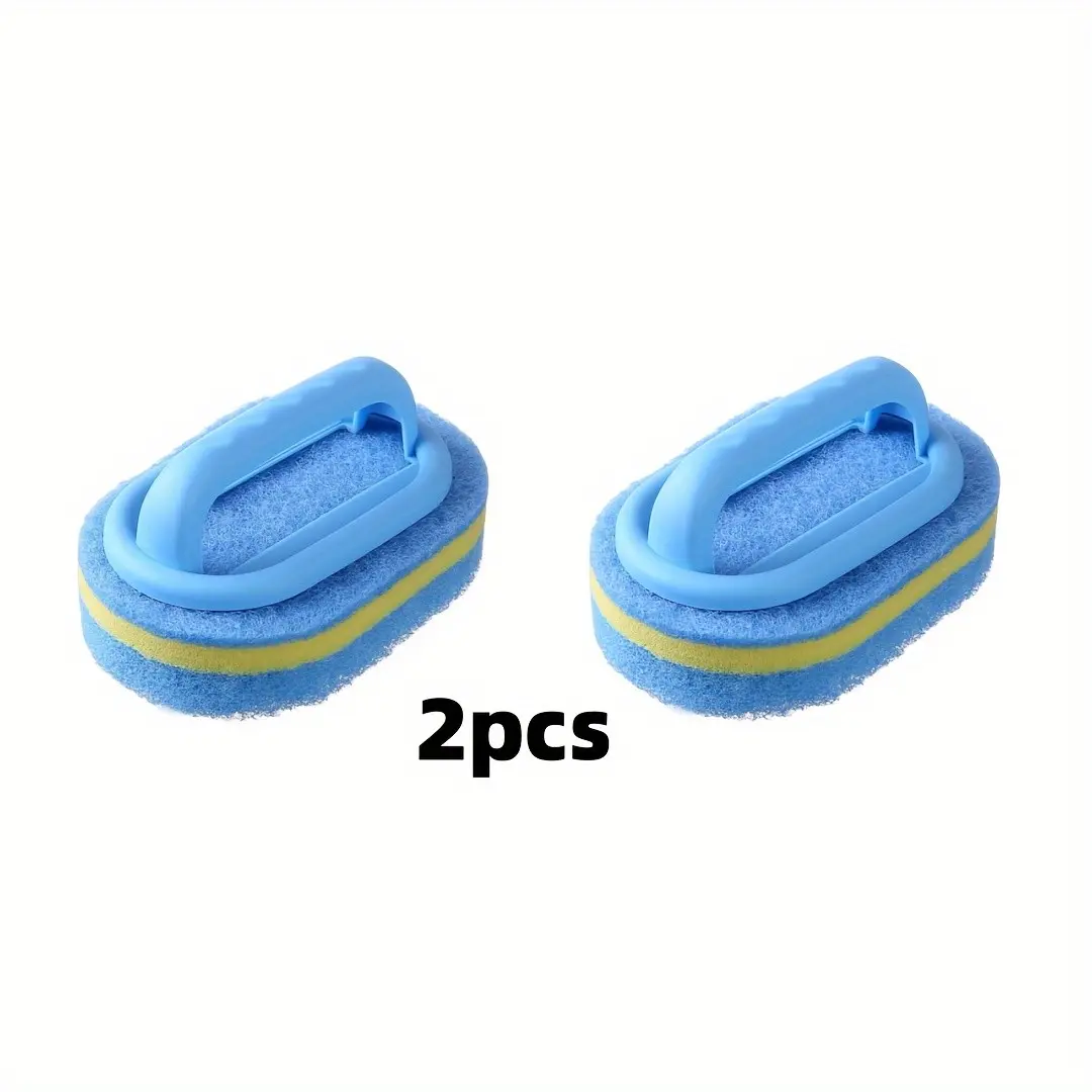 Handheld Sponge Eraser Tile Cleaner Set, Household Cleaning Tool, 2-Piece Kit with Abrasive Paste, Long Handle Brush, Multi-Scene Cleaning for Kitchen, Pool, Bathroom