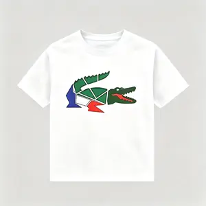 Fashion TrendsIrregular Graphic Crocodile Tshirt, Cartoon Crocodile Design, Unisex, Men's Short Sleeve Round Neck Street Style Tshirt for Summer and Spring, Casual, Clothing, Couple Style, Fashionable Loose, Youthful and Energetic, Men's Daily Wear Tops u