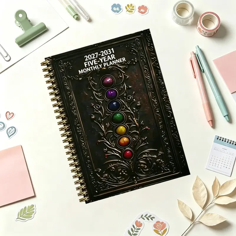 2027-2031 Monthly Planner/Calendar - January 2027 to December 2031, 5-Year Monthly Planner, Gothic Theme Cover Calendar - For Home, Office, or Gift Use - High-Quality Paper Notebook, Elegant Design, Durable, Home Record-Keeping Tool