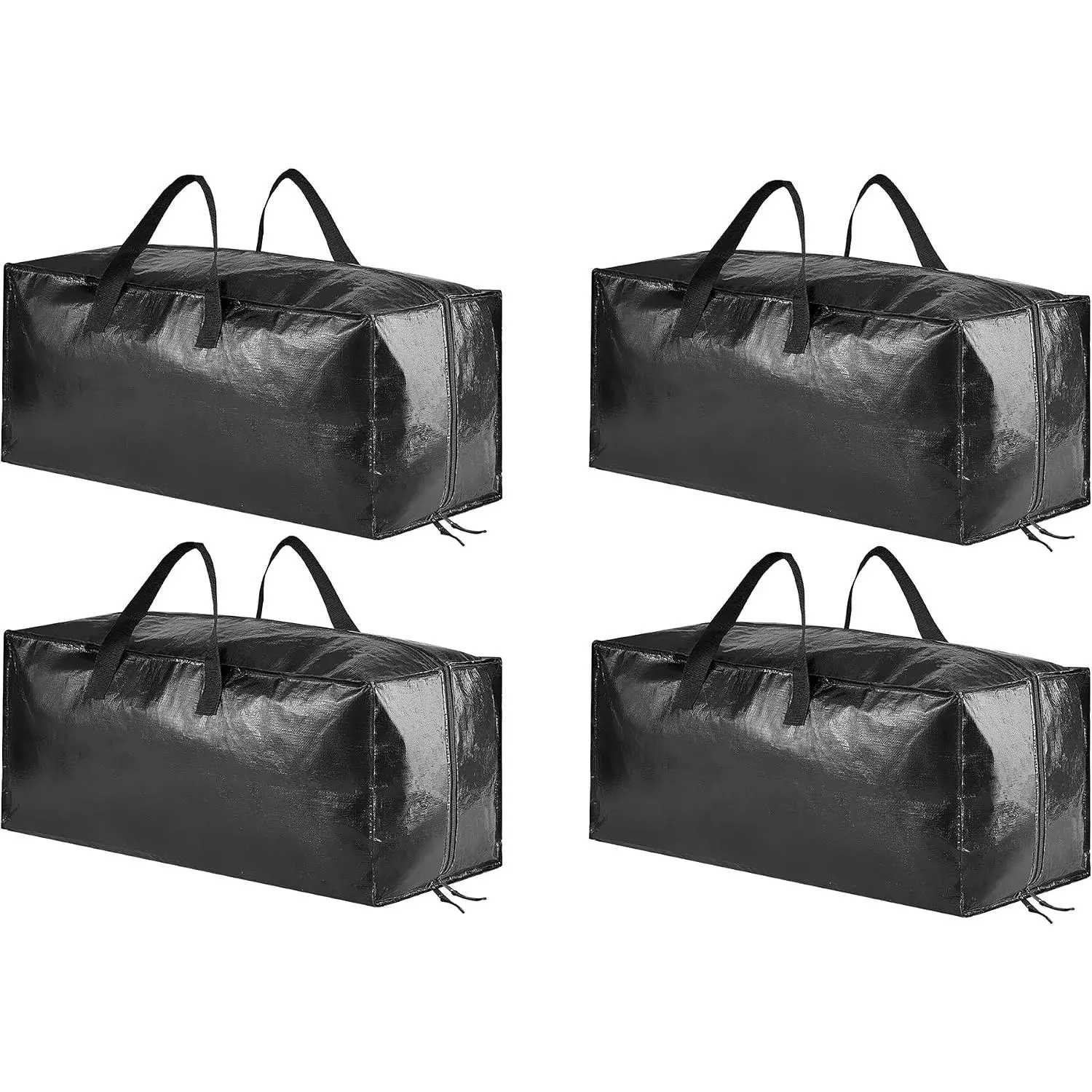 Heavy Duty Moving Bags,  Storage  W/Backpack Straps  Handles & Zippers, Alternative to Moving Boxes, Packing & Moving Supplies, Black (4 Pack)