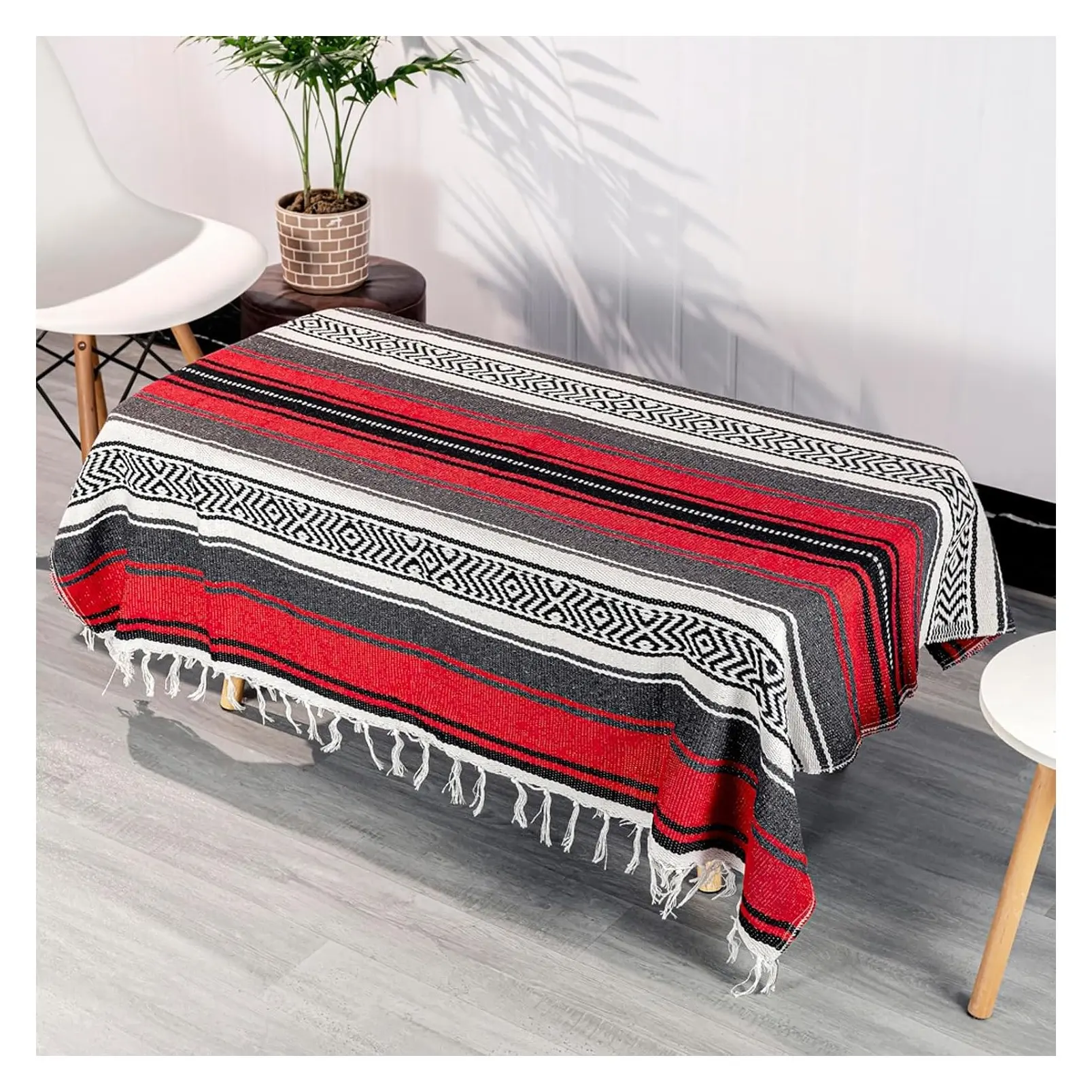 69" L x 51" W Large Mexican Blanket - Yoga Outdoor Beach Serape Picnic Camping Woven Blanket, Boho Home Décor - RedGift