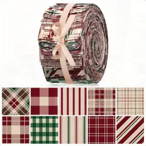 40 Pieces 6.5 x 50cm Vintage Christmas Pattern Pre Cut Long Strip Fabric Bundle Assorted Patterns Precut Quilting Fabric For DIY Handmade Doll Clothes Sewing Accessories Home Decoration Quilting Projects
