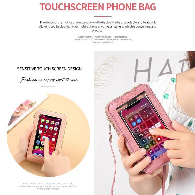 Women’s Solid Color Triple Compartment Wallet Crossbody Bag PU Leather Phone Pouch Touch Screen Window Multi Layer Pockets Shoulder Strap Everyday Travel Use