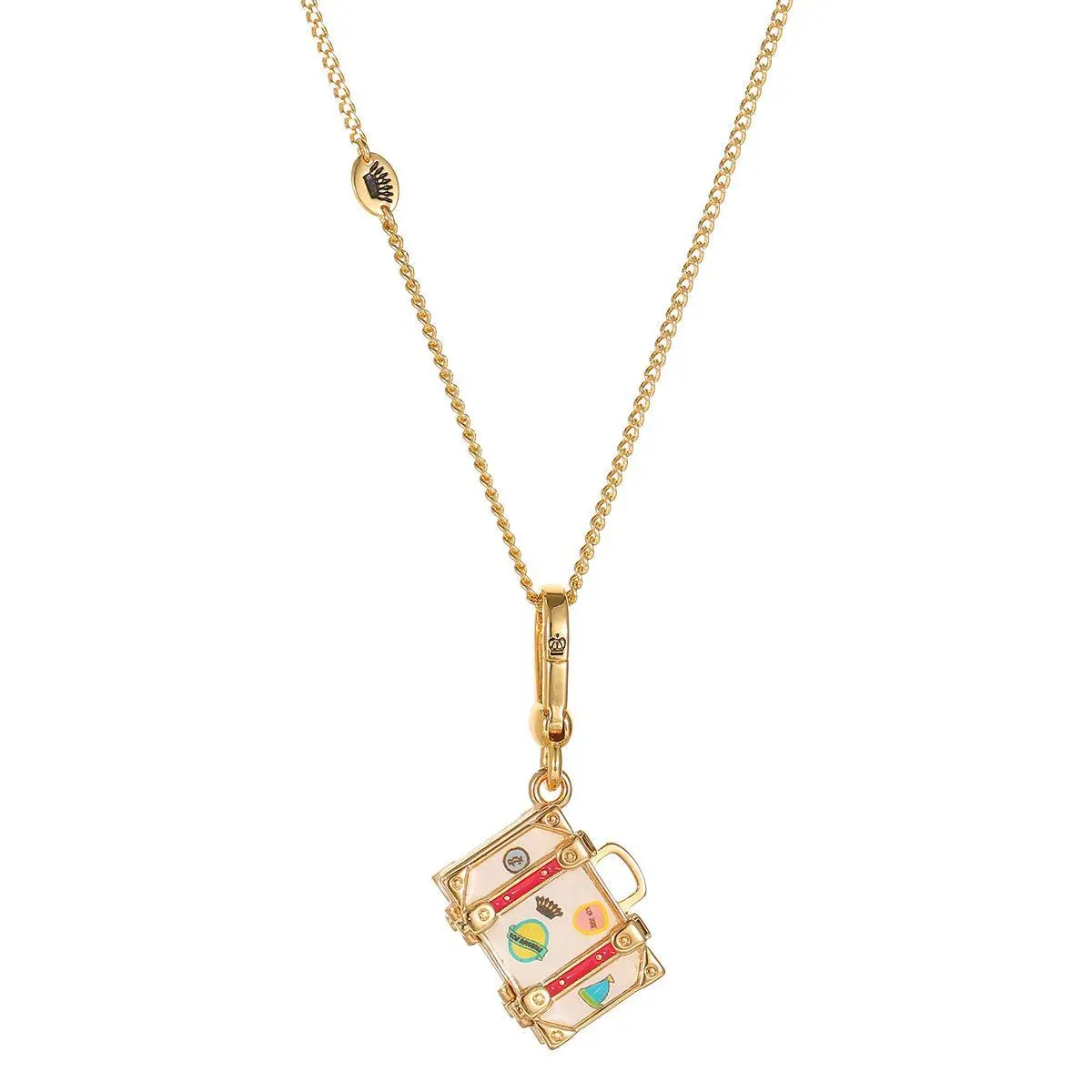 Retro Suitcase Surprise Locket, Openable Travel Trunk Charm, DIY Multi-use Bag Pendant & Necklace, 18K Gold Plated Brass, Aesthetic Vacation Accessory, Purse Accessories