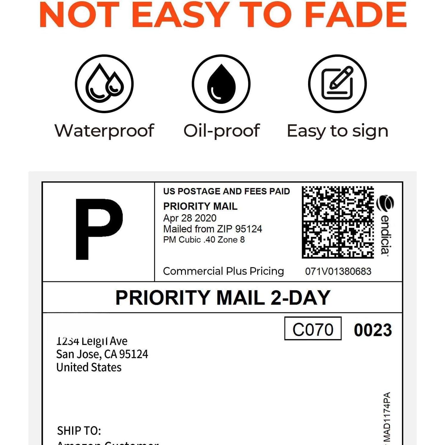 Thermal Direct Shipping Label (Pack of 500 4x6 Per Fanfold Labels) - Commercial Grade