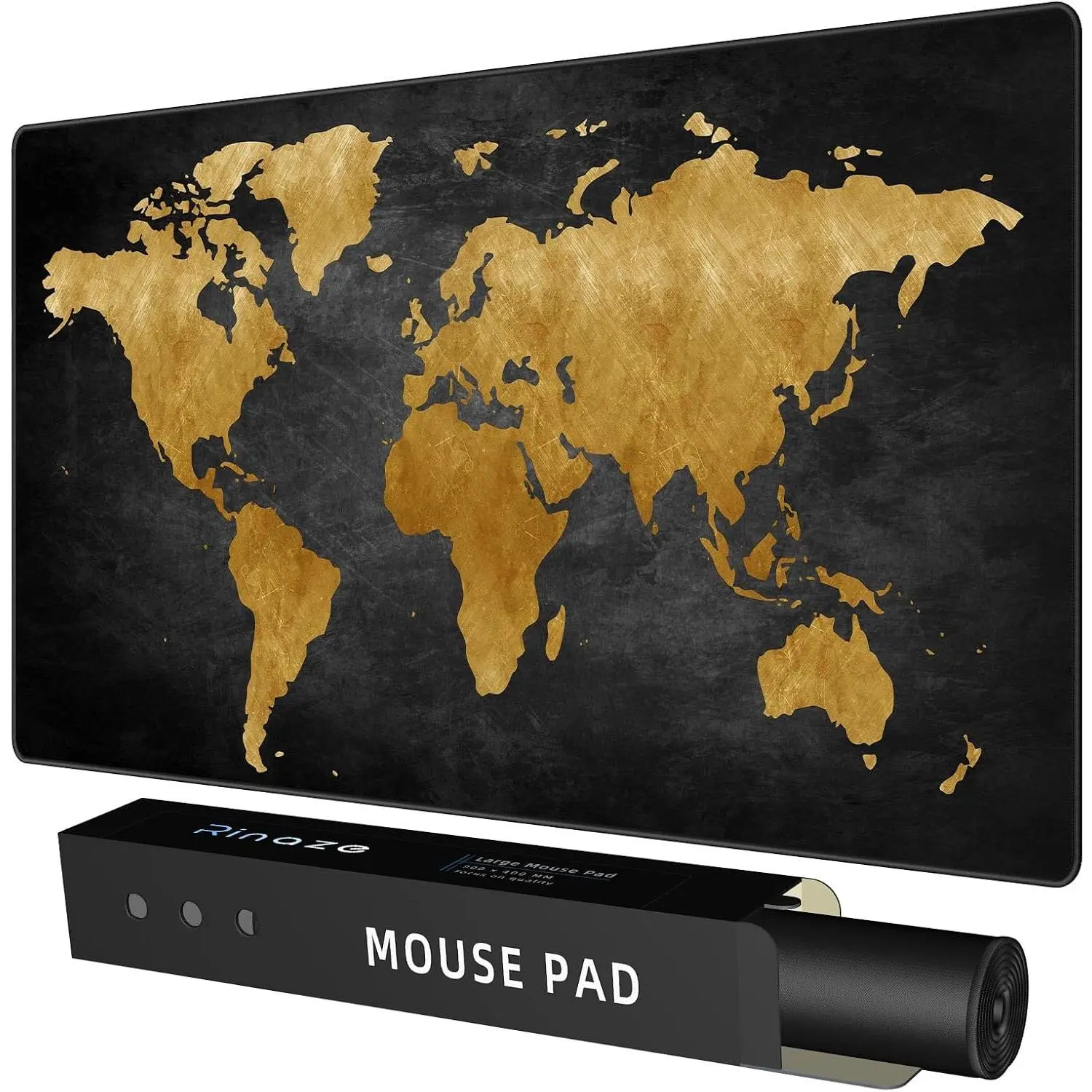Pad Desk Mat, Multifunctional Large Gaming Mousepad, Office Desk Pad with Washable Durable Design, Keyboard Pad in Black World Map
