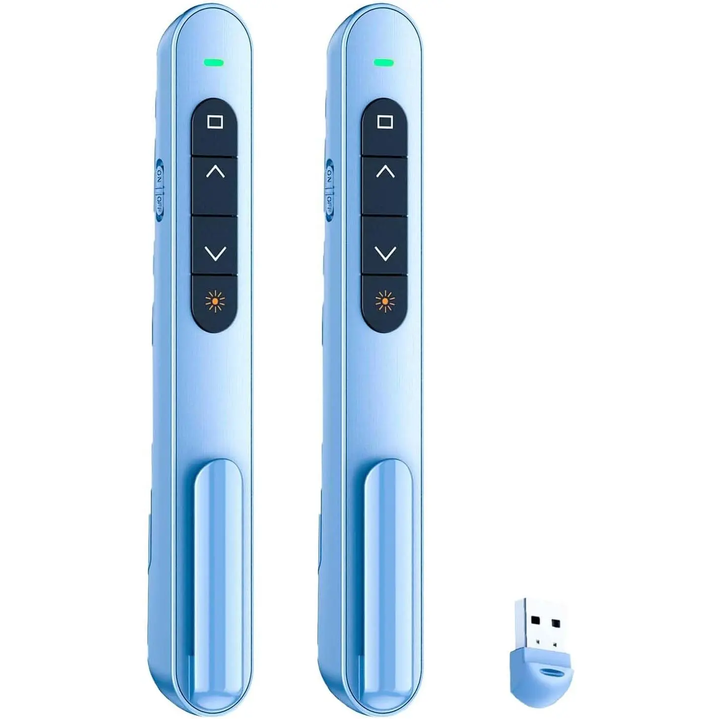 2 Pack Presentation Clicker, Hyperlink Volume Control  Presenter, RF 2.4GHz USB Presentation Remote Control,PowerPoint Clicker Slide Advancer for , Laptop,  (USB, Blue)
