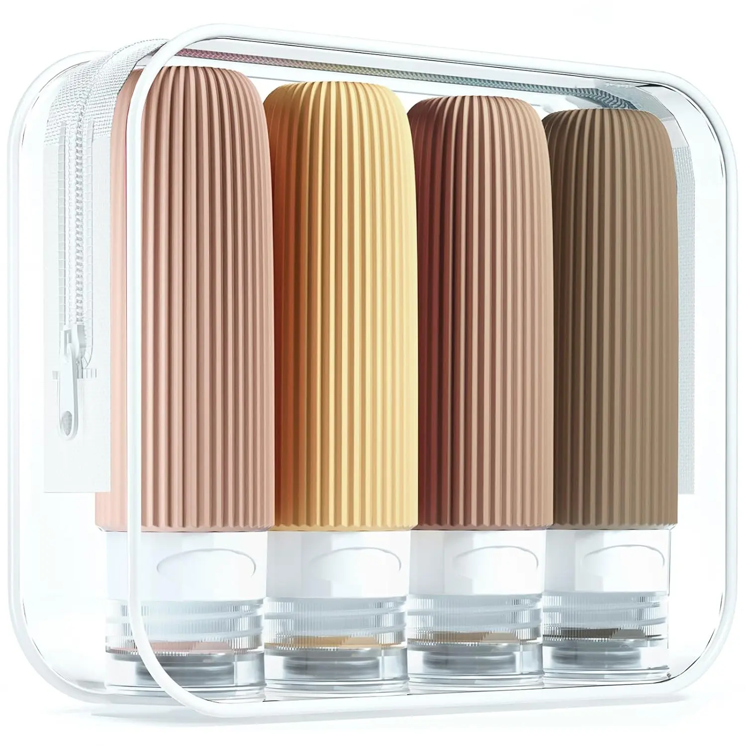 Travel Bottles for Toiletries, Tsa Approved 3oz Portable Travel Bottles, BPA Free Leak Proof Squeezable Silicone Travel Size Containers, Travel Accessories with Clear Toiletry Bag (4 count)