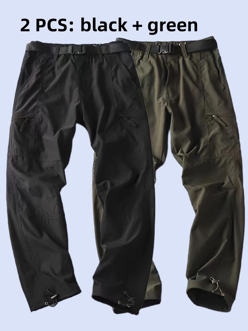 Four Seasons Thin, Multi-Pocket, Free Belt (Selected by the Knowledge), 180g/ ㎡   Polyester, Hiking & Outdoor Recreation Apparel |   Versatile Pants for Casual Attire |   Comfortable & Durable |   Ideal for Running, Camping, Fishing & Training