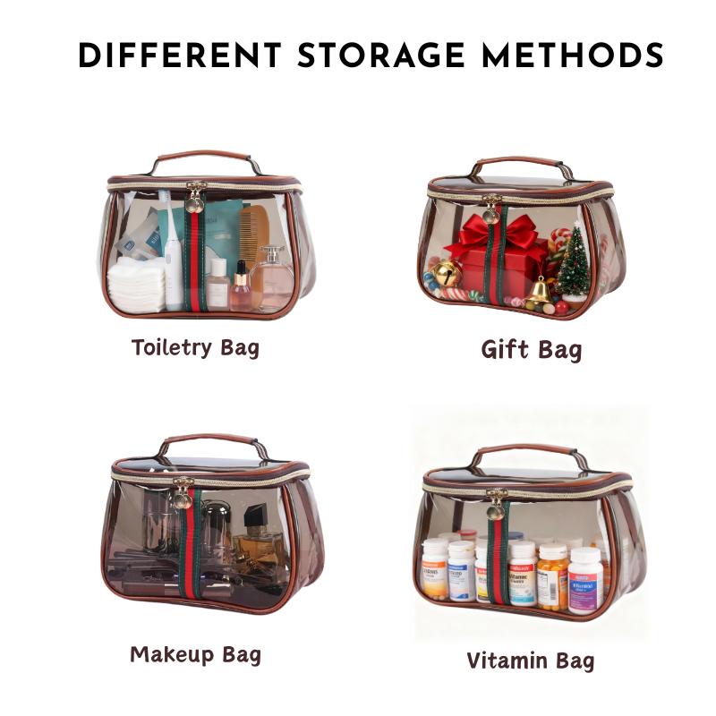 2 PACK waterproof toiletry makeup bag retro vintage style transparent cosmetic storage bag women beach bag large capacity 2 PACK waterproof toiletry makeup bag retro vintage style transparent cosmetic storage bag women beach bag large capacity