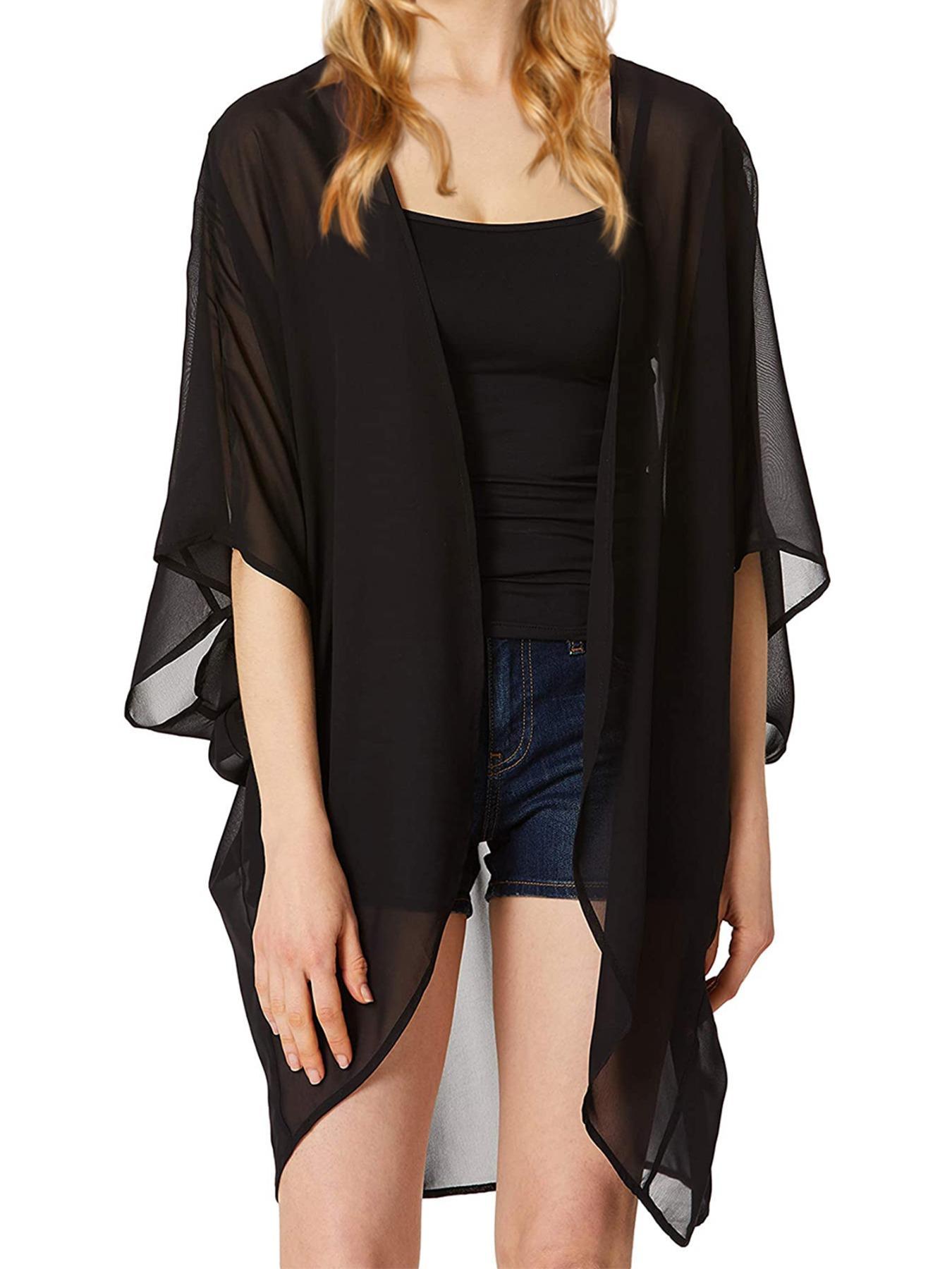 Women's Paisley Print Batwing Sleeve Cover Up, Casual 3/4 Length Sleeve Open Front Cover Up For Summer, Fashion Women's Swimwear For Beach Vacation, Swimwear Coverups