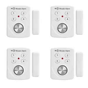 4Pack Interlinkable Door Magnetic Sensor Alarm & Doorbell, Adjustable Child-Friendly 130db Window Break Sliding Siren Vibration Detect Sensor For Home, Apartment Security. Keypad Intruder Burglar Entry Alert Chime,Door Open Contact Sensor Alarm Chime