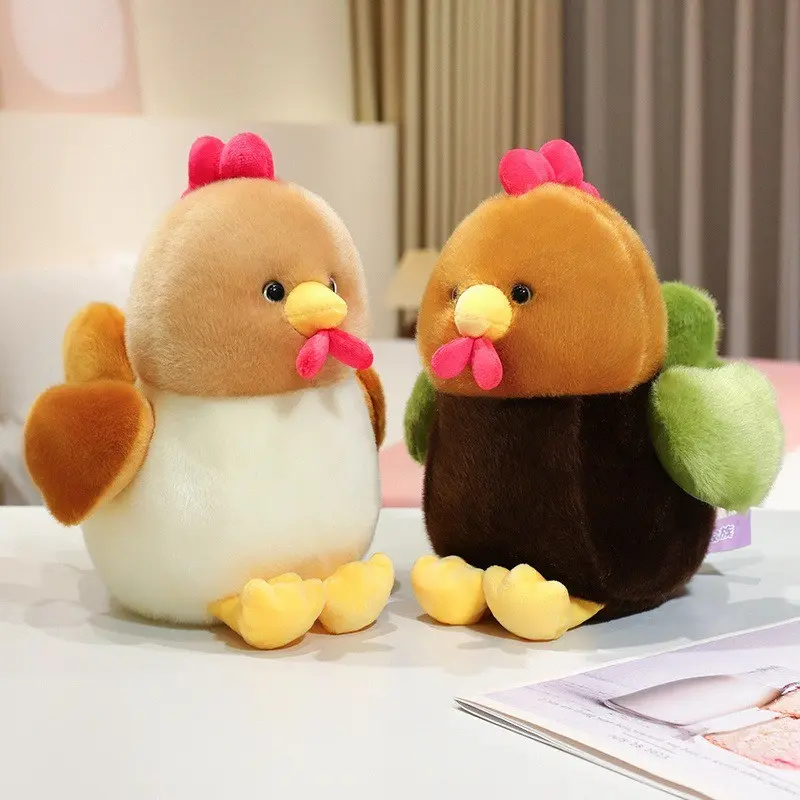 Colorful Chicken Plush Toy, Small Rooster Stuffed Animal, Desk Companion Doll, Office Decorative Figure, Soft and Adorable