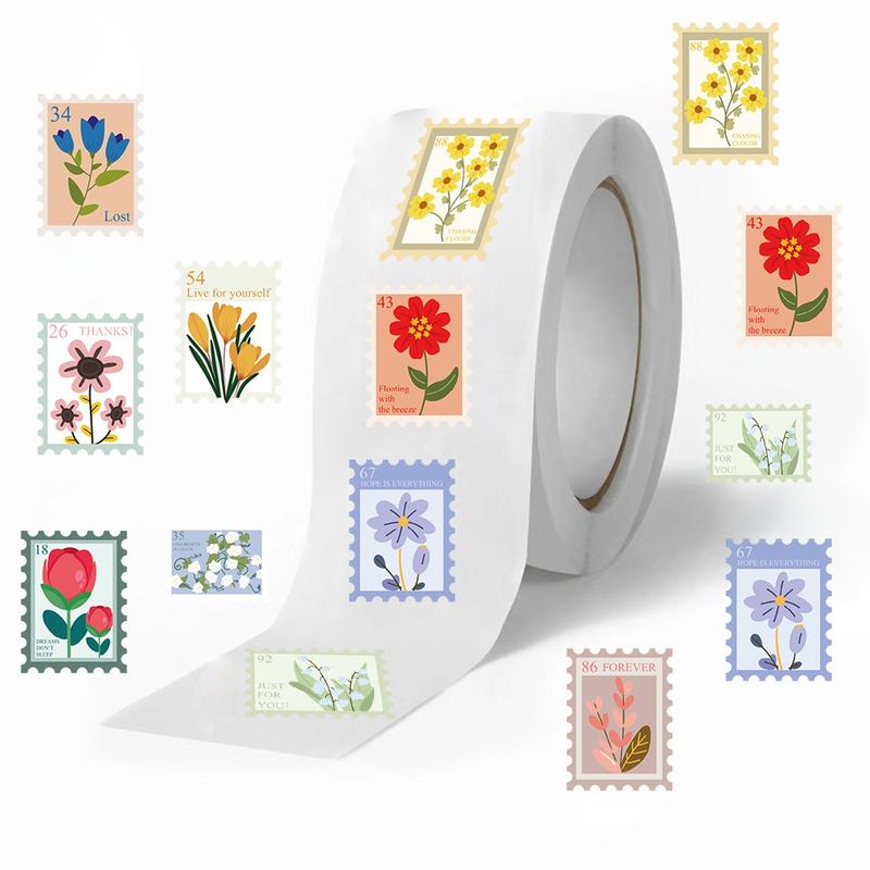500Pcs Floral Stamp Sticker Roll - Exquisite Sealing Decals for DIY Crafts Laptop Water Bottle Luggage Notebook | Perfect Birthday Gift #FloralStickerRoll #FlowerStickers #SealingStickers #ExquisiteFloralDecals #BulkStickers #DIYCrafts #BirthdayGiftIdeas