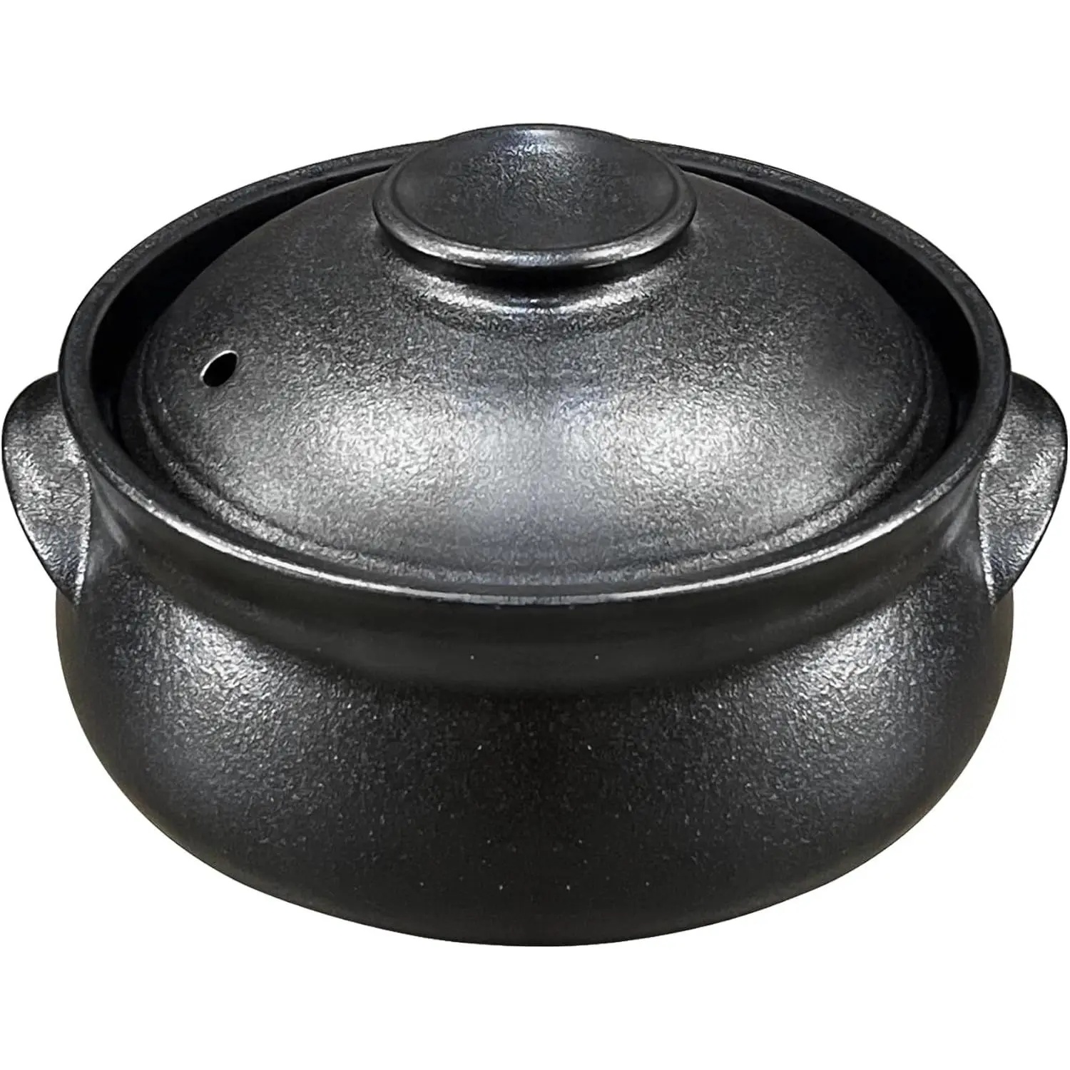 Korean Premium Stoneware Black Clay Casserole Pot with Lid 1100ml, Ideal for Cooking Hot Pot, Dolsot Bibimbap & Soup
