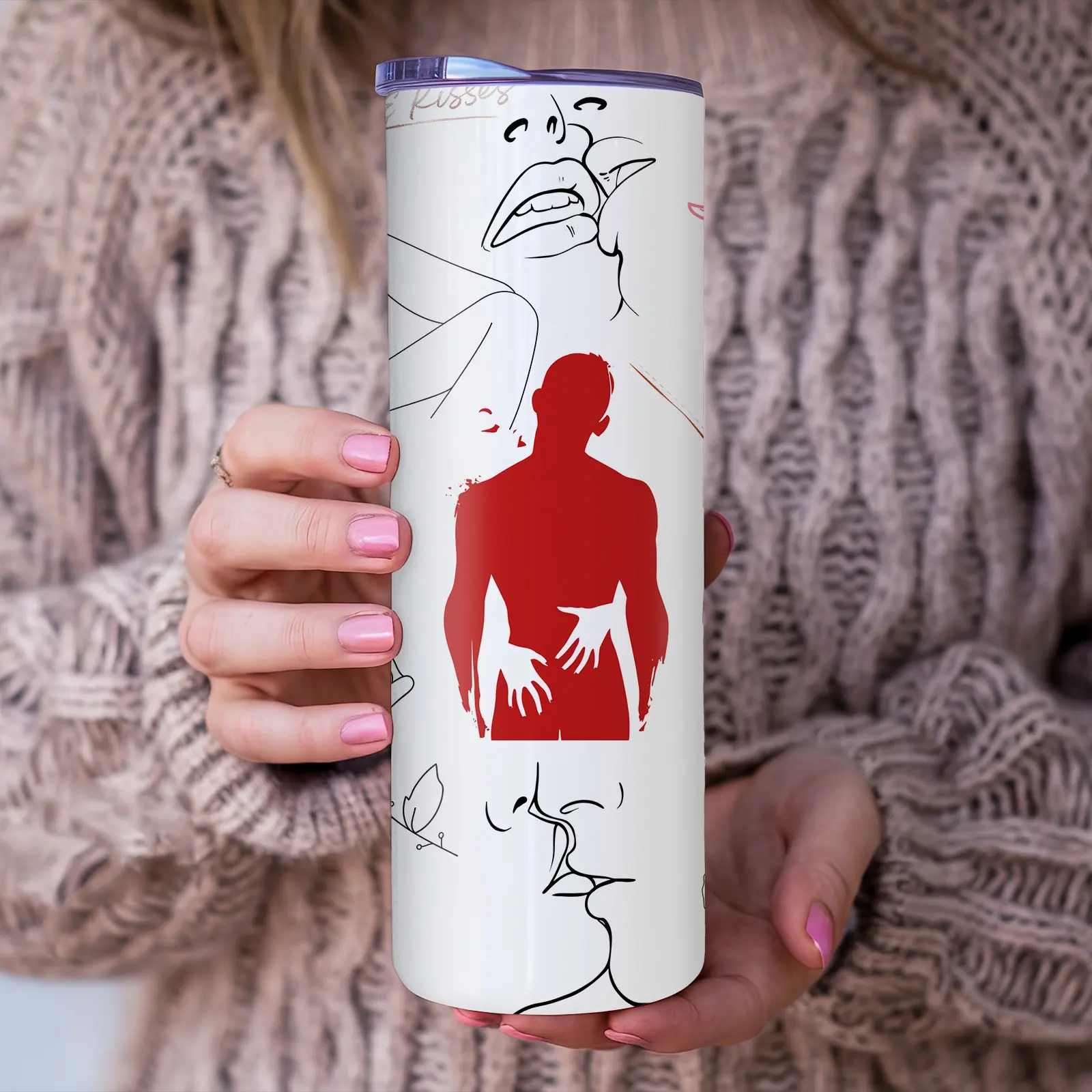 Funny Erotic 20oz Straight Cup with Straw, Perfect for Playful Moments, Unique Design for Fun and Intimacy, Ideal Gift for Couples